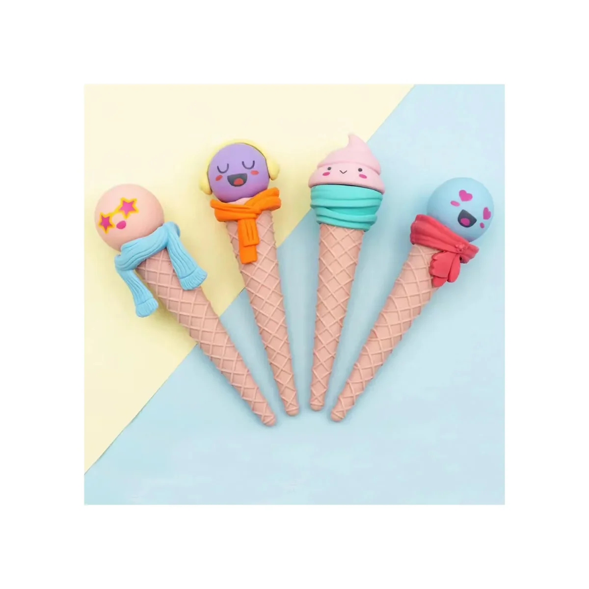 Funny Face Ice Cream Cone Shaped Eraser for Kids - Image 3