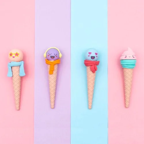 Funny Face Ice Cream Cone Shaped Eraser for Kids - Image 2