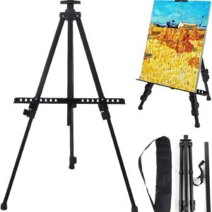 Drawing Painting Holder Easel Adjustable Iron Painting Display Artist Easel Tripod Stand Folding Portable Sketching Rack Painting Tools Supplies Organizer Easels for Art