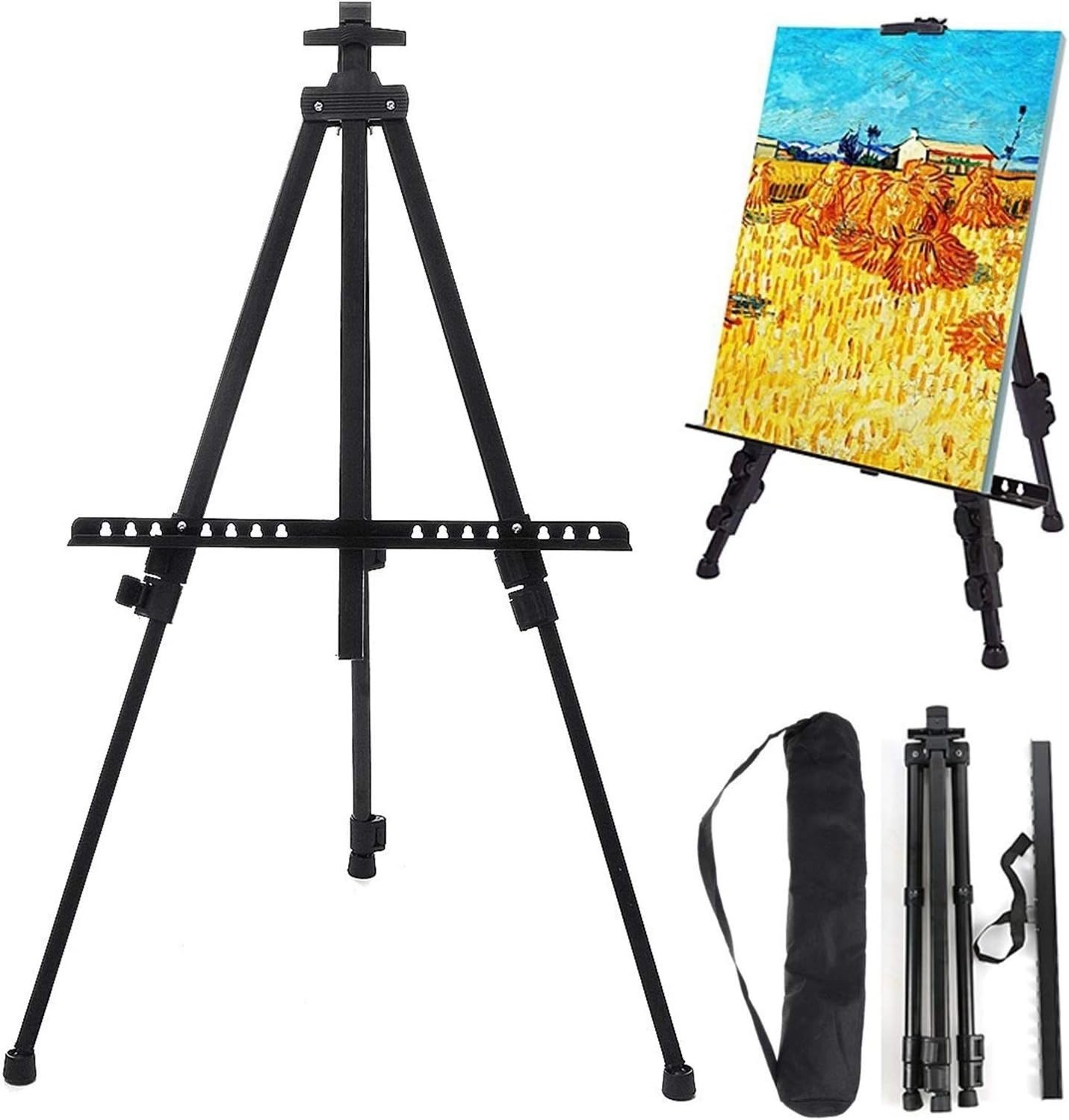 Drawing Painting Holder Easel Adjustable Iron Painting Display Artist Easel Tripod Stand Folding Portable Sketching Rack Painting Tools Supplies Organizer Easels for Art