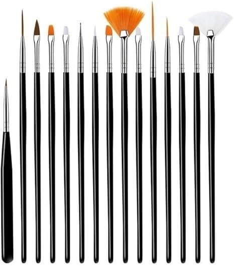 15 Pcs Nail Art Brushes Set,Fine Nail Art Brush Nail Painting Brushes Pen Kit Gel Nails Point Drill Drawing Painting Tools for DIY Nail Art Designs,Professional Nail Art Brush for Home Salon Use - Image 3
