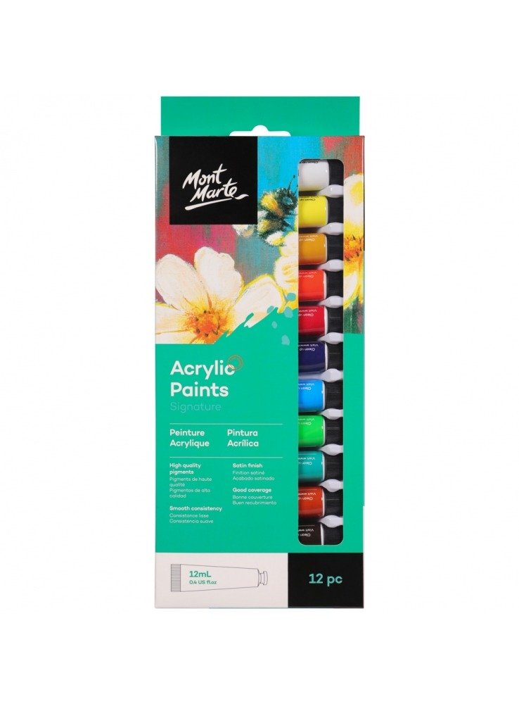 Mont Marte Signature Acrylic Paints 12pc x 12ml Tube - Image 2
