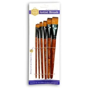 Keep Smiling Artist Flat Paint Brush 6 Pcs