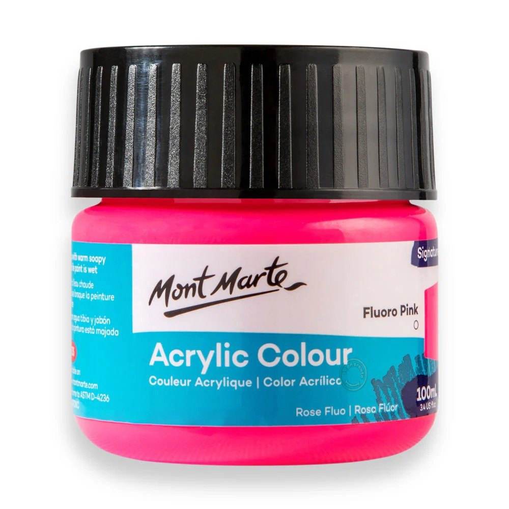 Acrylic Colour Paint Signature 100ml (3.4 US fl.oz) Tub - Fluoro Pink