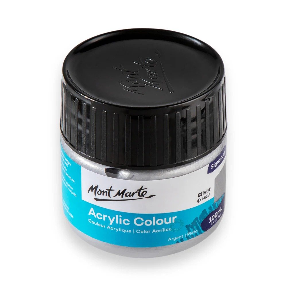 Acrylic Colour Paint Signature 100ml (3.4 US fl.oz) Tub - Silver - Image 2