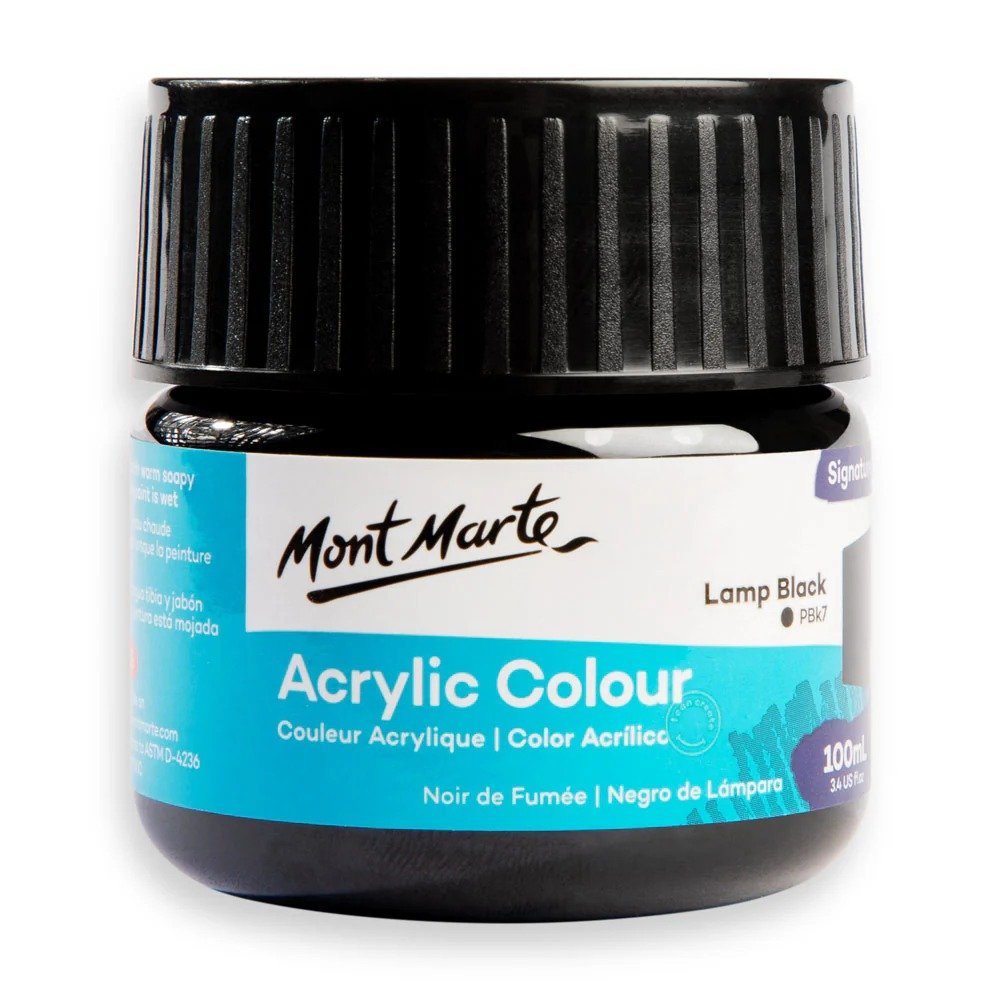Acrylic Colour Paint Signature 100ml (3.4 US fl.oz) Tub - Lamp Black